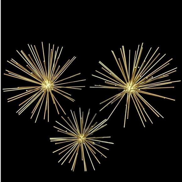 Starburst Metal Set of 3 Wall Art Pieces Sea Urchin with hanger - Picture 1 of 3